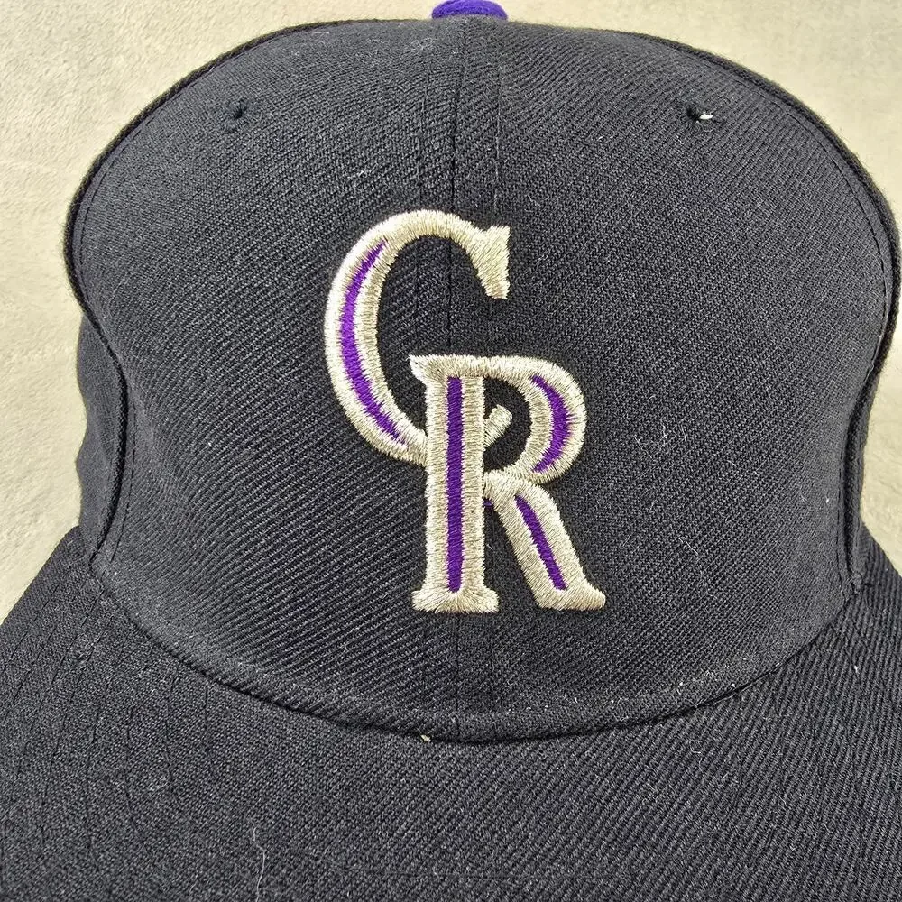 Vintage New Era Colorado Rockies Fitted Hat Sz 7 Wool Diamond Collection USA 90s